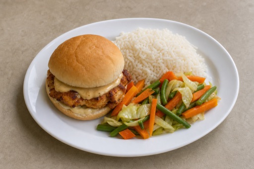 Photorealistic TZ Kids burger meal fast-food P03 food image by VDAMO