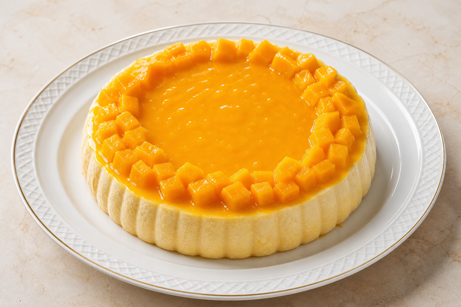 Photorealistic UA Mango pudding cup dessert P03 food image by VDAMO