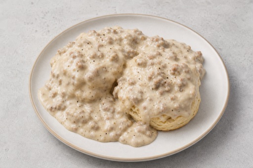 Photorealistic Biscuits and gravy P10 food image by VDAMO