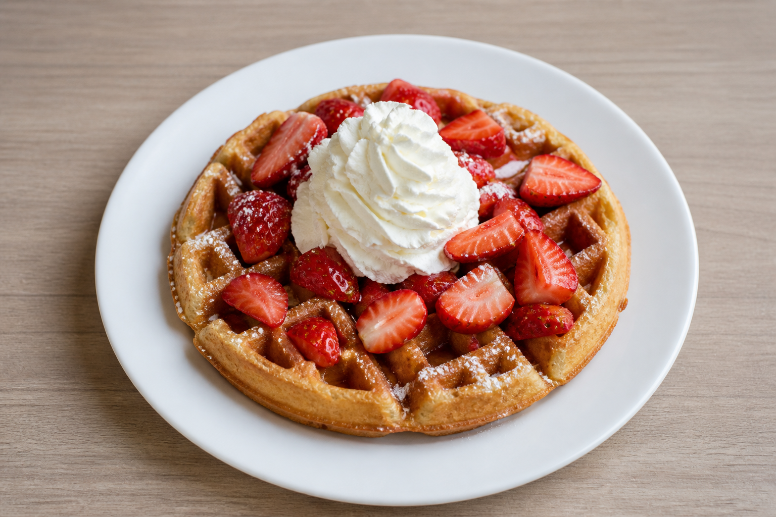 US Strawberry cream waffle dessert P01 — United States dish