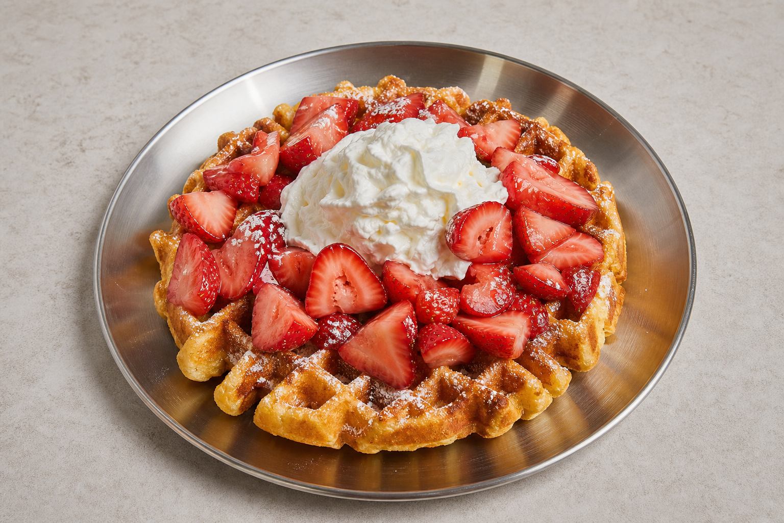 US Strawberry cream waffle dessert P05 — United States dish
