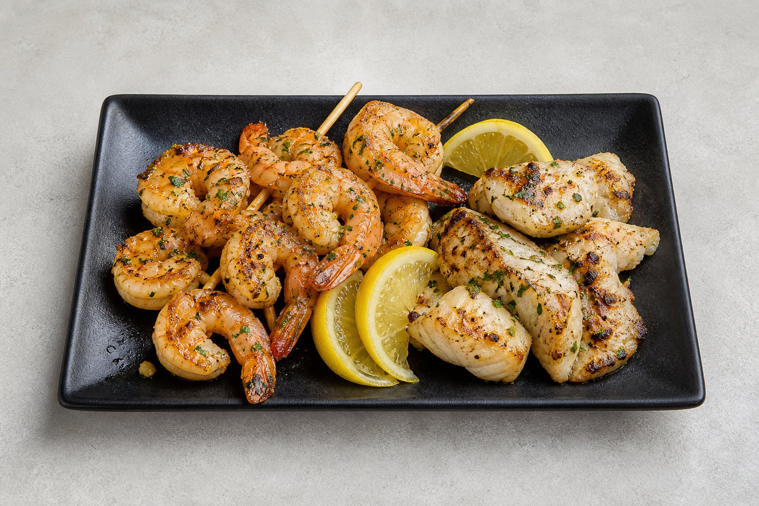 US Shrimp skewer plate seafood P02 — United States dish