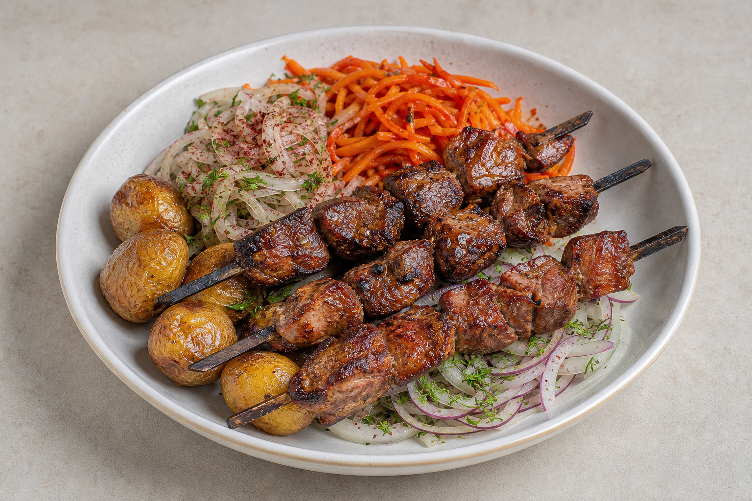 UZ Charcoal lamb skewers barbecue P04 — Uzbekistan dish