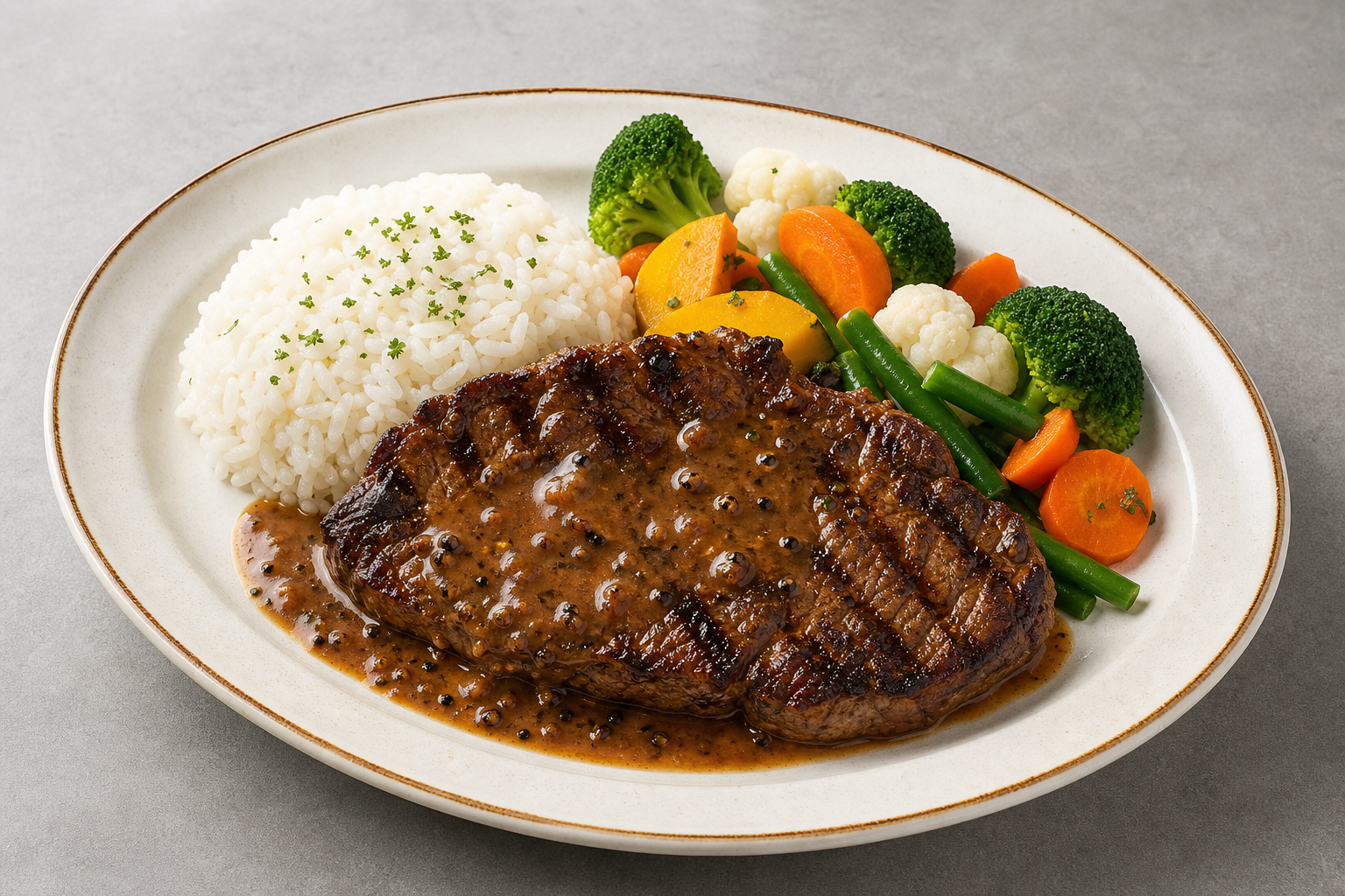 Photorealistic ZA Beef steak plate western P03 food image by VDAMO